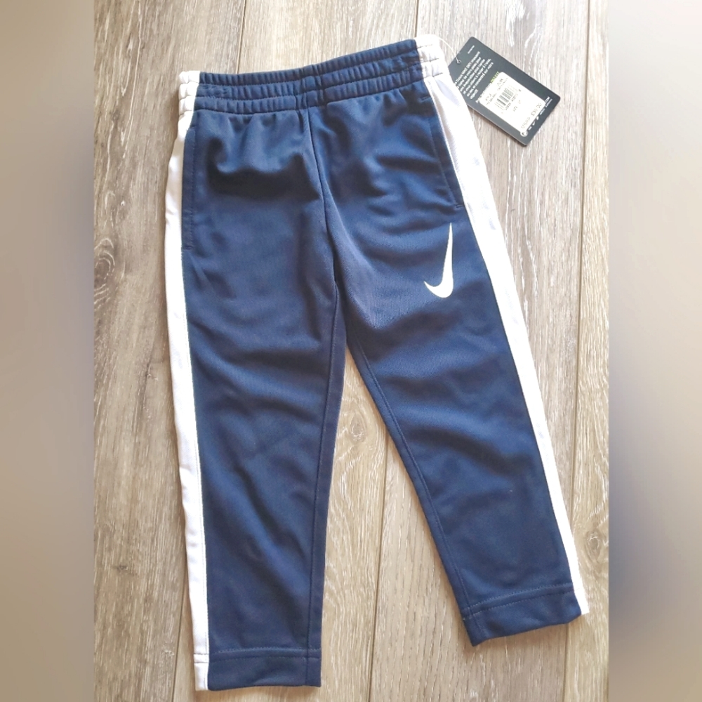 NIKE toddler boy's Dri-fit navy & white jogging pant in Size 2T